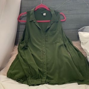 Shoulder Cut-Out Button Down Blouse - US 12